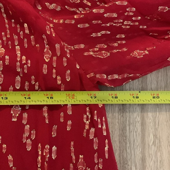 NWT Lilly Pulitzer Noraleen Silk Top Long Sleeved Metallic Red Women’s XS - Picture 12 of 12